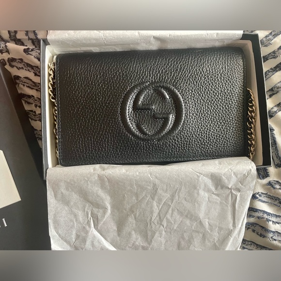 Gucci Soho Wallet on Chain, Black Leather, New With Tags - Picture 9 of 16